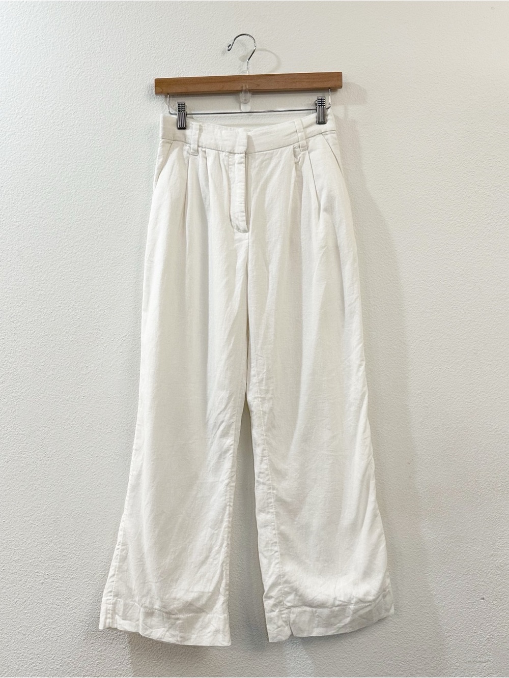 Abercrombie & Fitch Sloane Linen-Blend Tailored Wide Leg Pant White Size XS - Picture 4 of 13